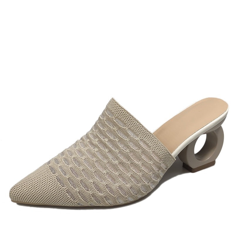 Pointed-Toe Fretwork Heels