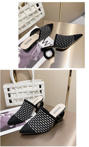 Pointed-Toe Fretwork Heels