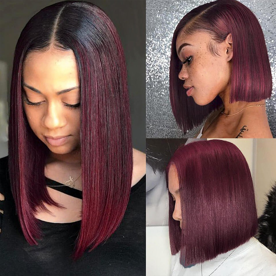 Burgundy Bob (Remy Pre-Plucked 4x4 Closure Wig 180 Density)