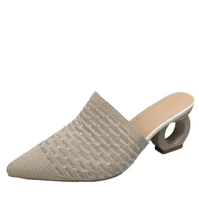 Pointed-Toe Fretwork Heels