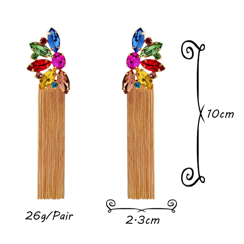 Irregular Crystal Dangle Earrings — Colorful Statement Drop