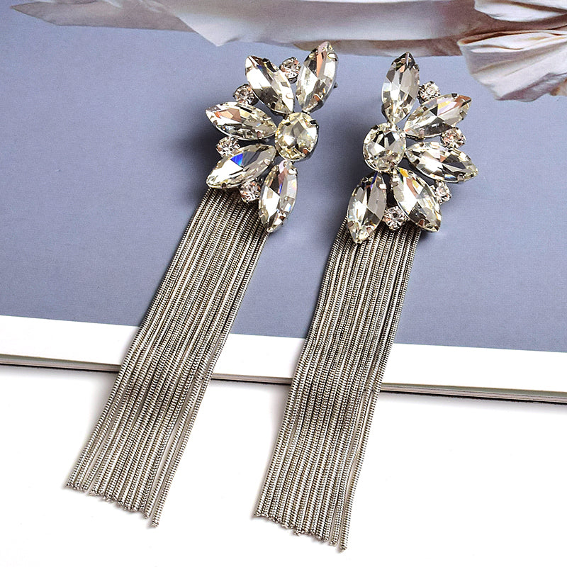 Irregular Crystal Dangle Earrings — Colorful Statement Drop