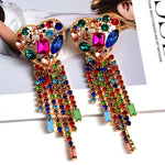 Load image into Gallery viewer, Statement Long Colorful Crystal Earrings
