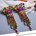Load image into Gallery viewer, Statement Long Colorful Crystal Earrings

