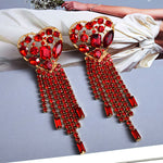 Load image into Gallery viewer, Statement Long Colorful Crystal Earrings

