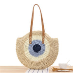 Load image into Gallery viewer, Large Woven Round Boho Bag – Statement Straw Tote
