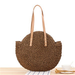 Load image into Gallery viewer, Large Woven Round Boho Bag – Statement Straw Tote

