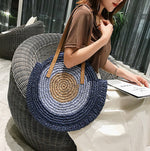 Load image into Gallery viewer, Large Woven Round Boho Bag – Statement Straw Tote
