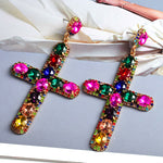 Load image into Gallery viewer, Colorful Cross Crystal Earrings
