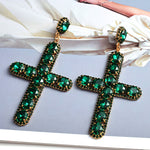 Load image into Gallery viewer, Colorful Cross Crystal Earrings
