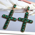 Load image into Gallery viewer, Colorful Cross Crystal Earrings
