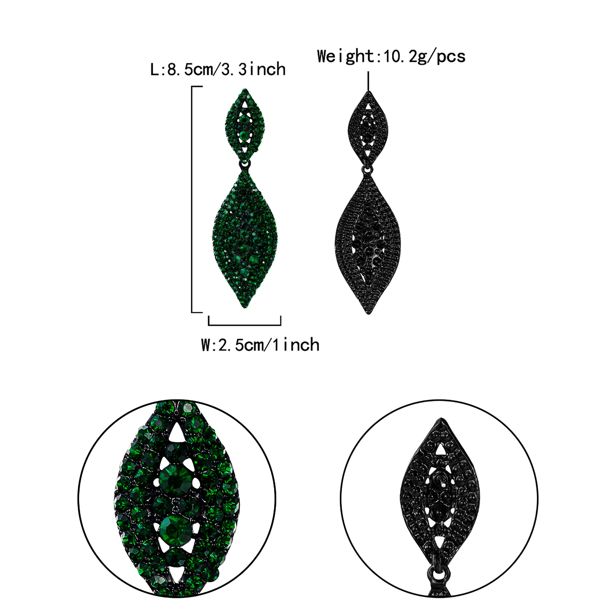 Pavé Double Marquise Leaf Drop Earrings | Crystal Rhinestone Statement Earrings