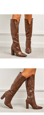 Load image into Gallery viewer, Chunky Heel Knee-High Boots

