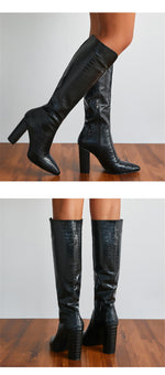 Load image into Gallery viewer, Chunky Heel Knee-High Boots
