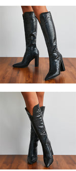 Load image into Gallery viewer, Chunky Heel Knee-High Boots
