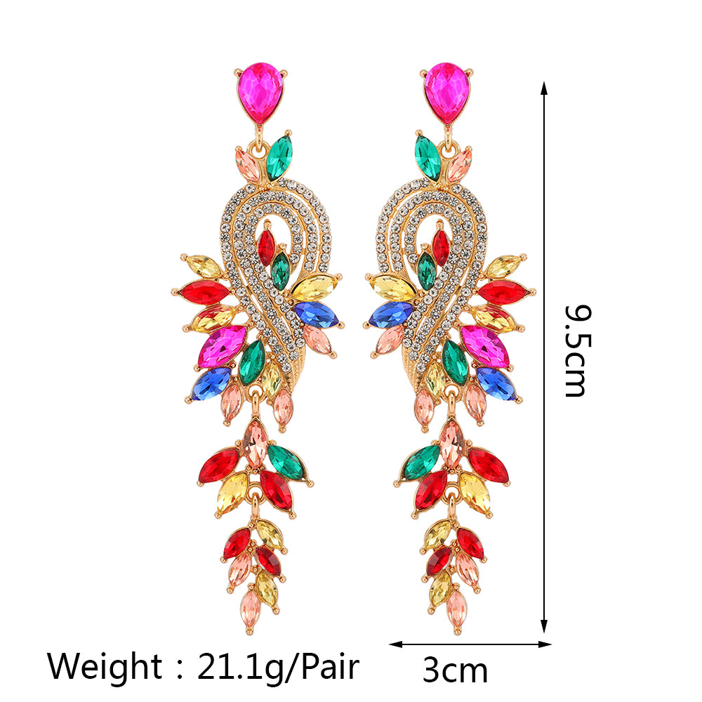 Crystal Leaf Drop Earrings — Nature-Inspired Statement
