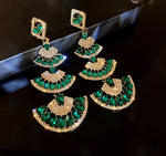 Load image into Gallery viewer, Vintage Green Crystal Earrings

