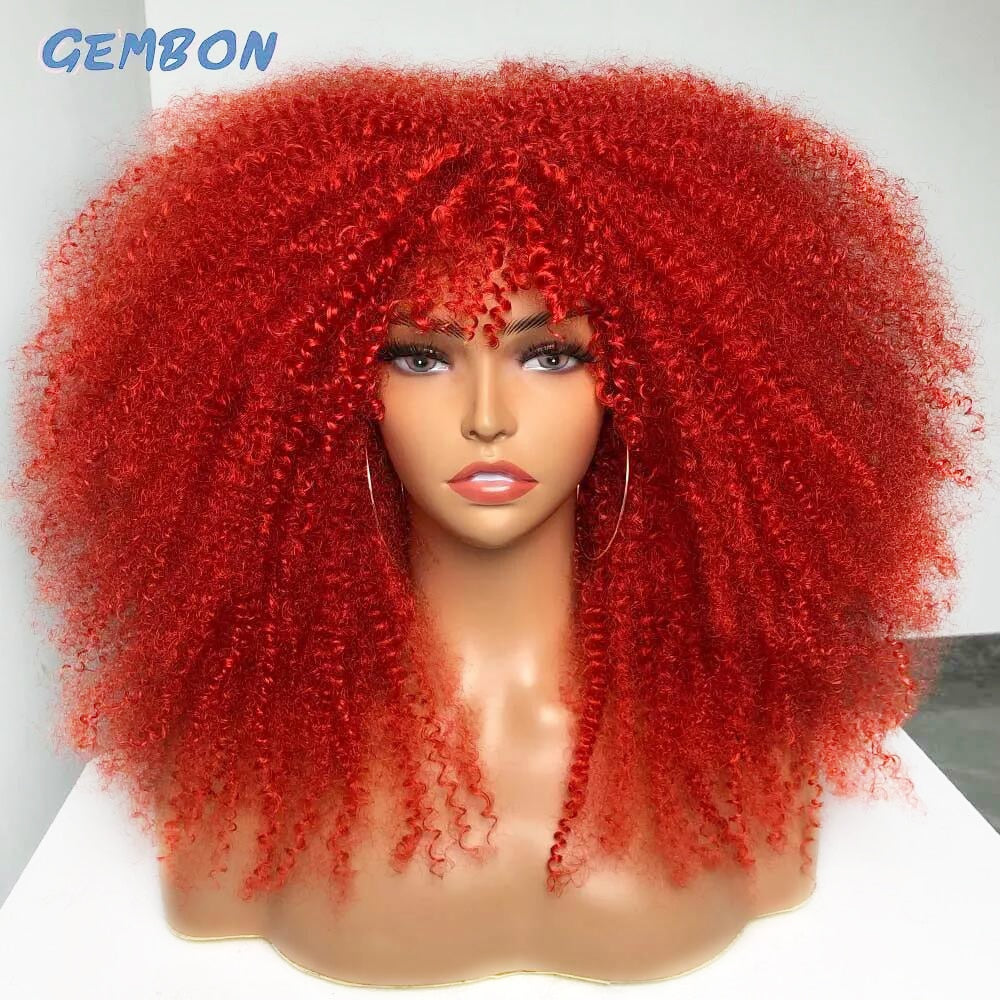 Afro Curly Wig With Bangs