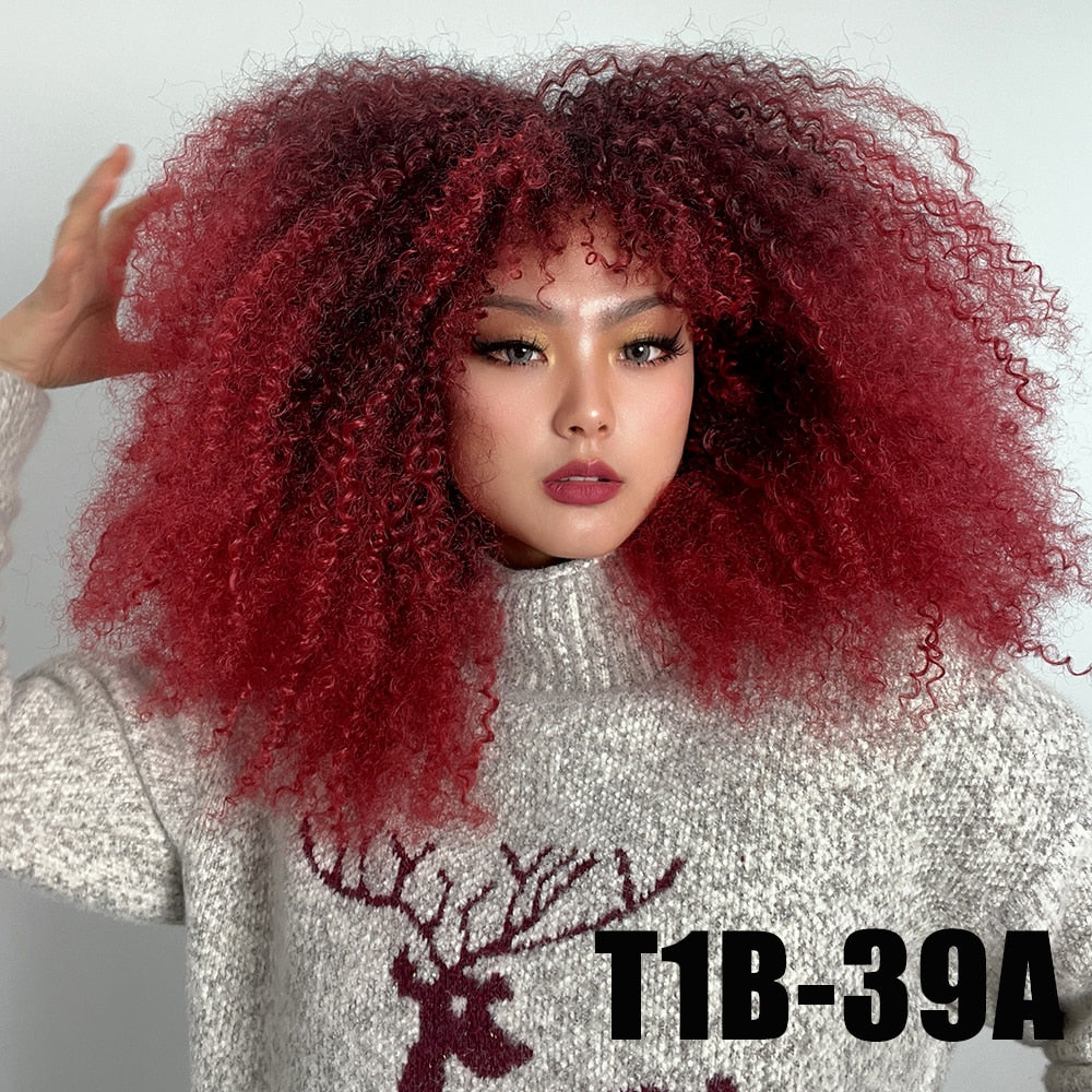 Afro Curly Wig With Bangs