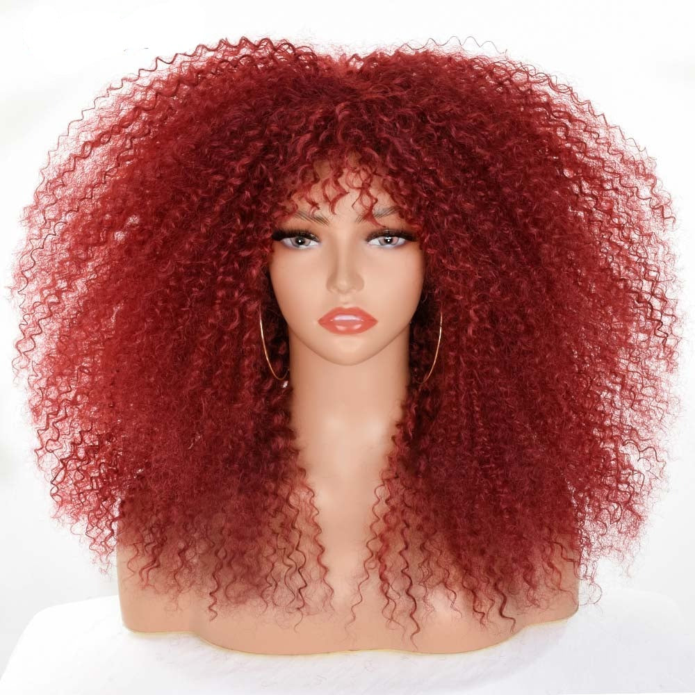 Afro Curly Wig With Bangs