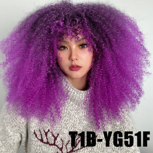 Afro Curly Wig With Bangs