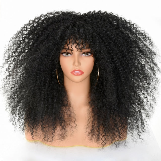 Afro Curly Wig With Bangs