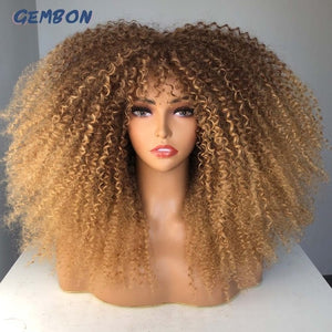 Afro Curly Wig With Bangs