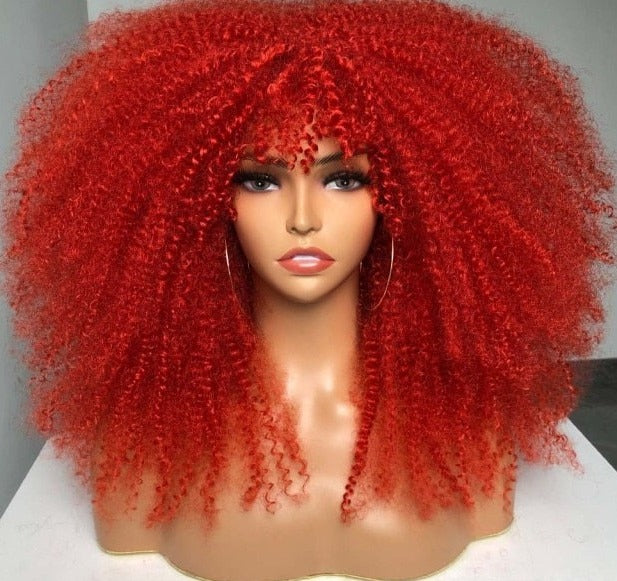 Afro Curly Wig With Bangs