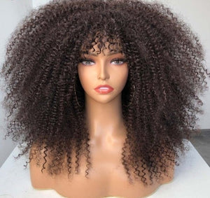 Afro Curly Wig With Bangs