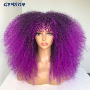 Afro Curly Wig With Bangs