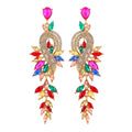 Long Geometric Crystal Pendant Earrings — Colorful Drop