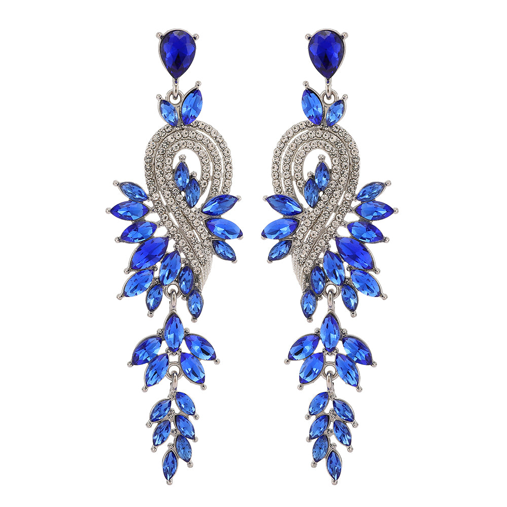 Long Geometric Crystal Pendant Earrings — Colorful Drop
