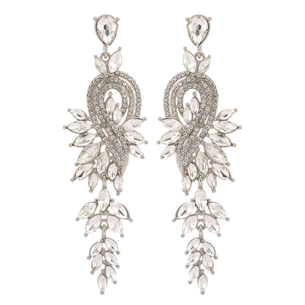 Long Geometric Crystal Pendant Earrings — Colorful Drop