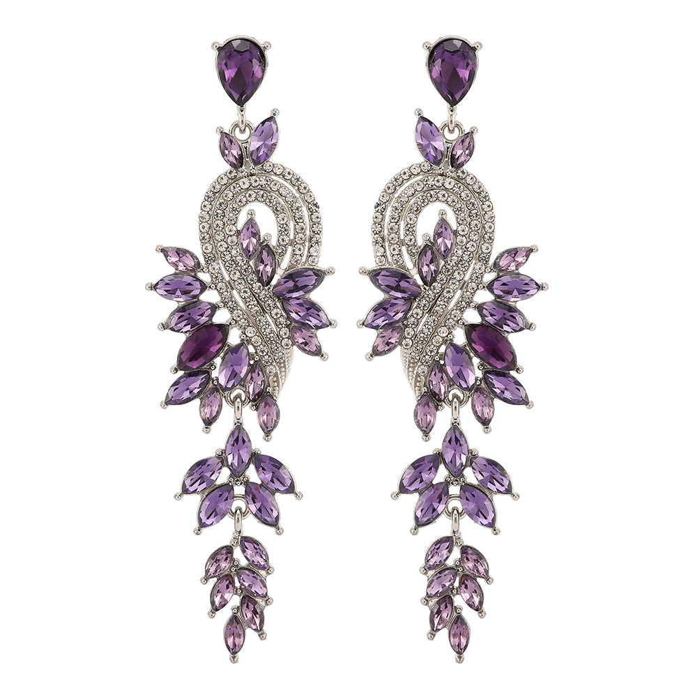 Long Geometric Crystal Pendant Earrings — Colorful Drop