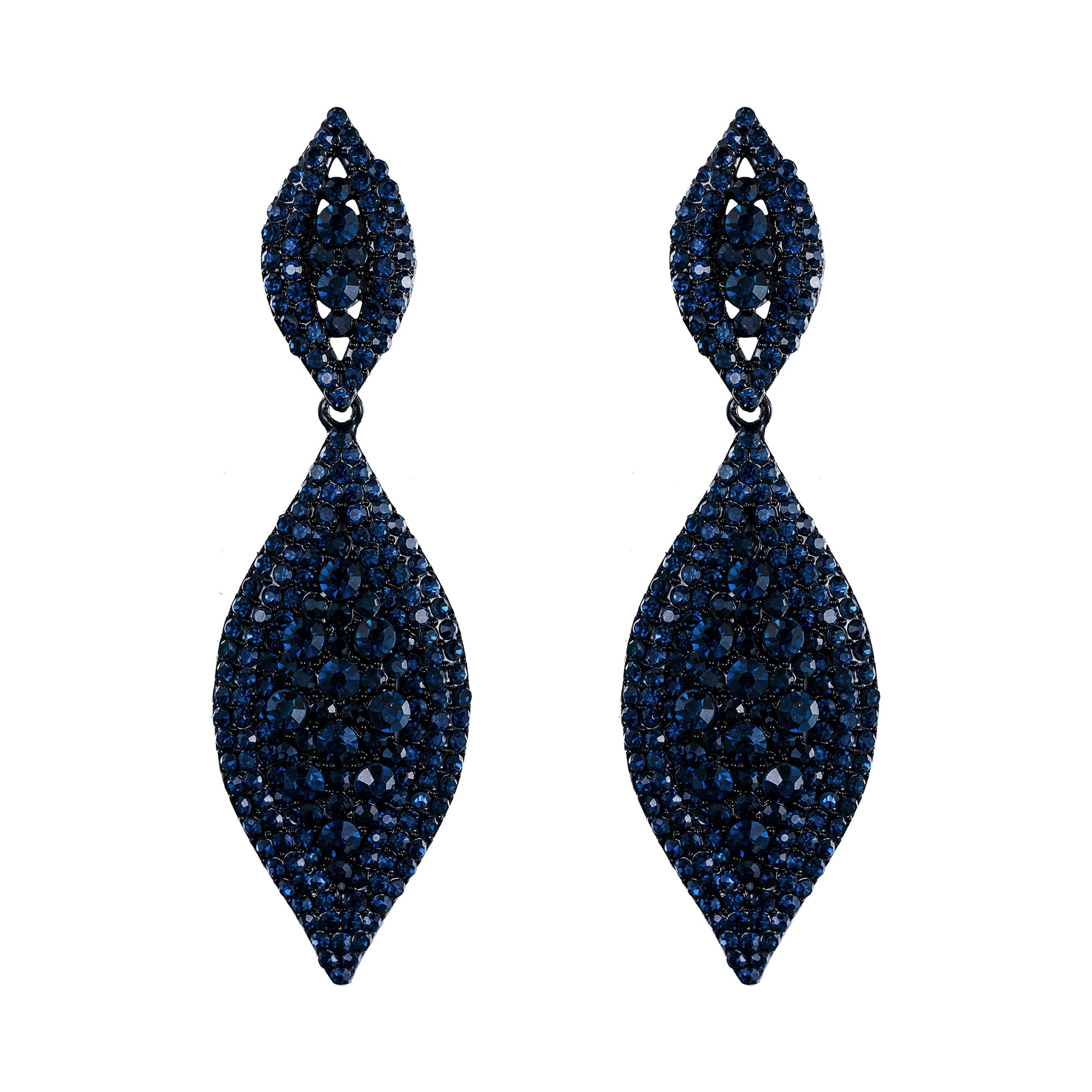 Pavé Double Marquise Leaf Drop Earrings | Crystal Rhinestone Statement Earrings
