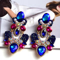Long Geometric Glass Crystal Earrings — Colorful Statement Drop