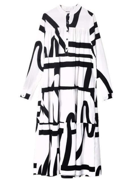 Black and White Printed Oversized Dress