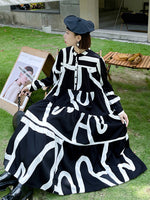 Load image into Gallery viewer, Black and White Printed Oversized Dress
