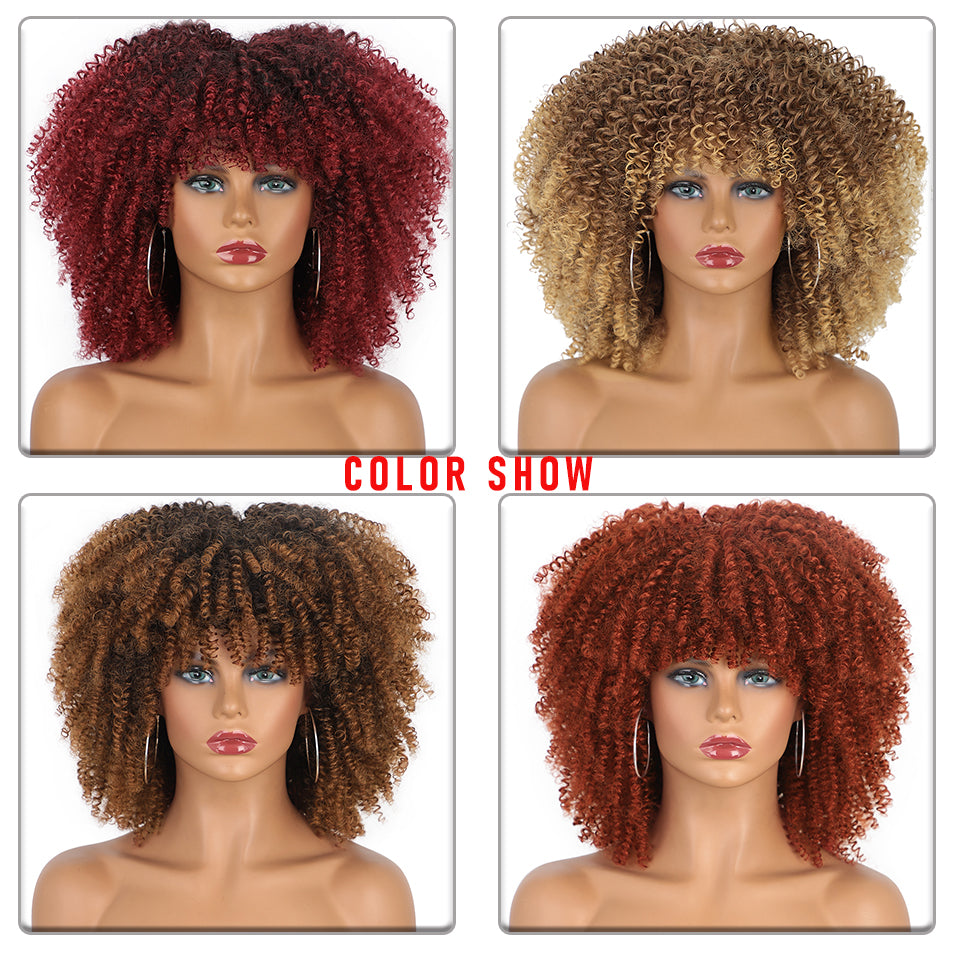 Synthetic Curly Wig With Bangs