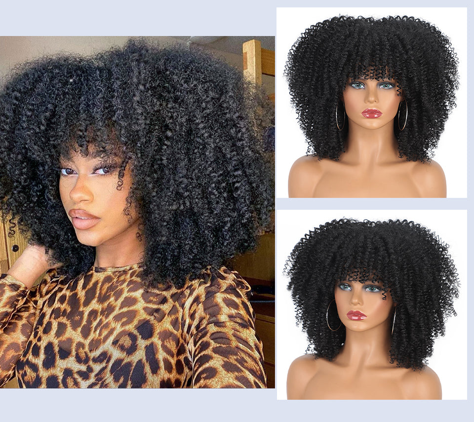 Synthetic Curly Wig With Bangs