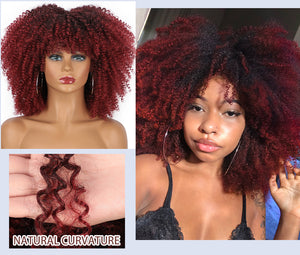 Synthetic Curly Wig With Bangs