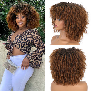 Synthetic Curly Wig With Bangs