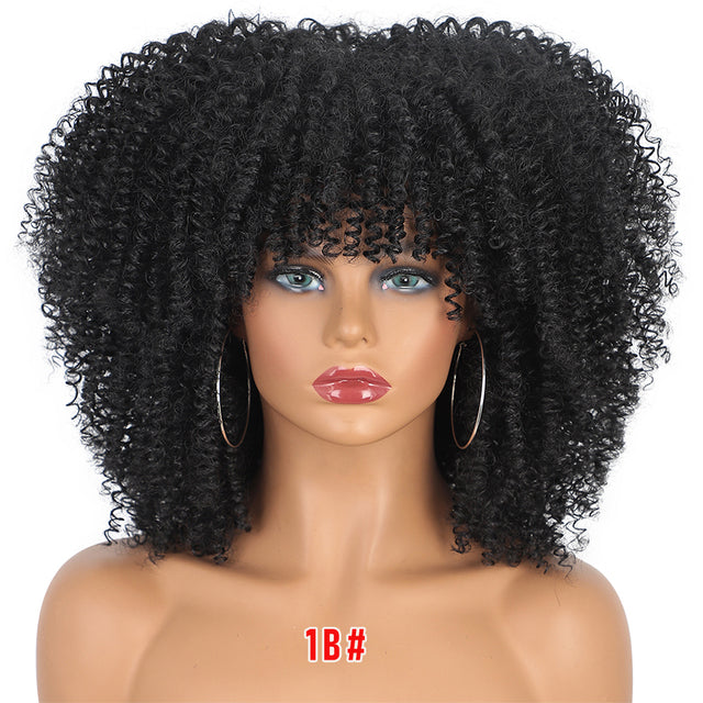 Synthetic Curly Wig With Bangs