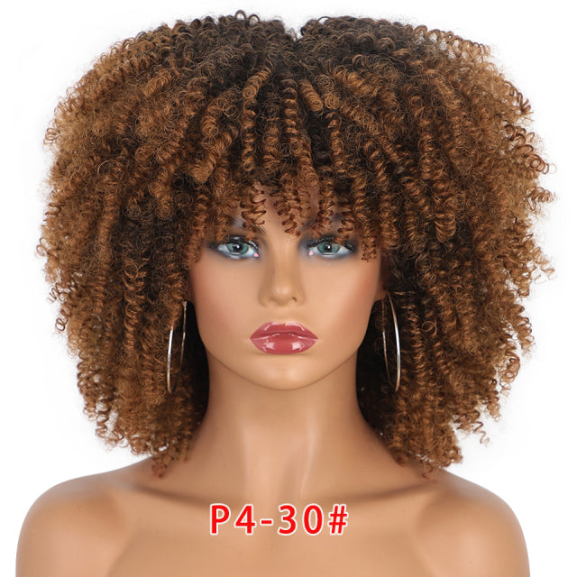 Synthetic Curly Wig With Bangs