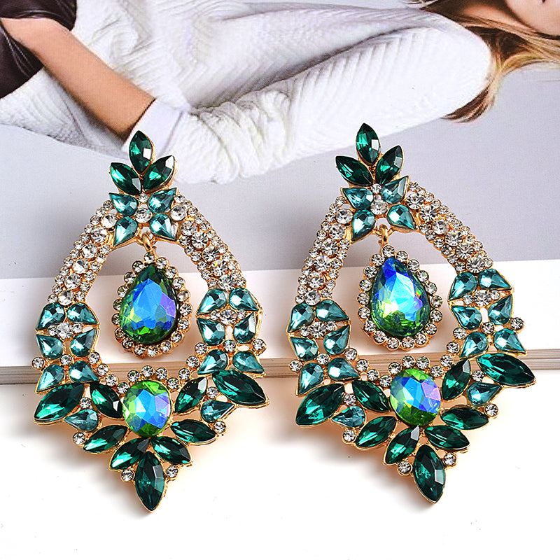 Long Irregular Crystal Drop Earrings — Colorful Rhinestone