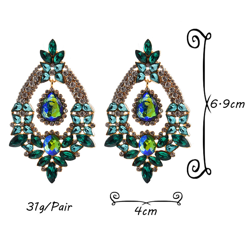 Long Irregular Crystal Drop Earrings — Colorful Rhinestone